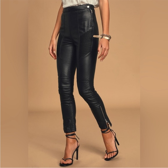 Free People Kaelin Faux Leather Moto Legging Pants Sz 6 - Picture 1 of 10